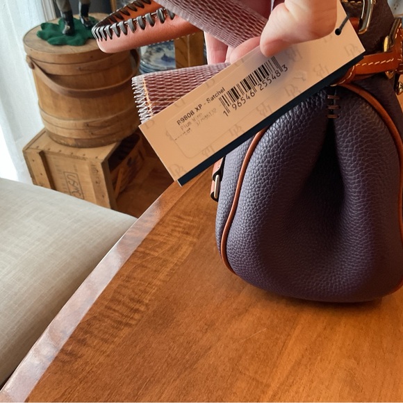 Dooney & Bourke Plum Wine Pebbled Leather Satchel with Whip Stitch - Picture 9 of 16